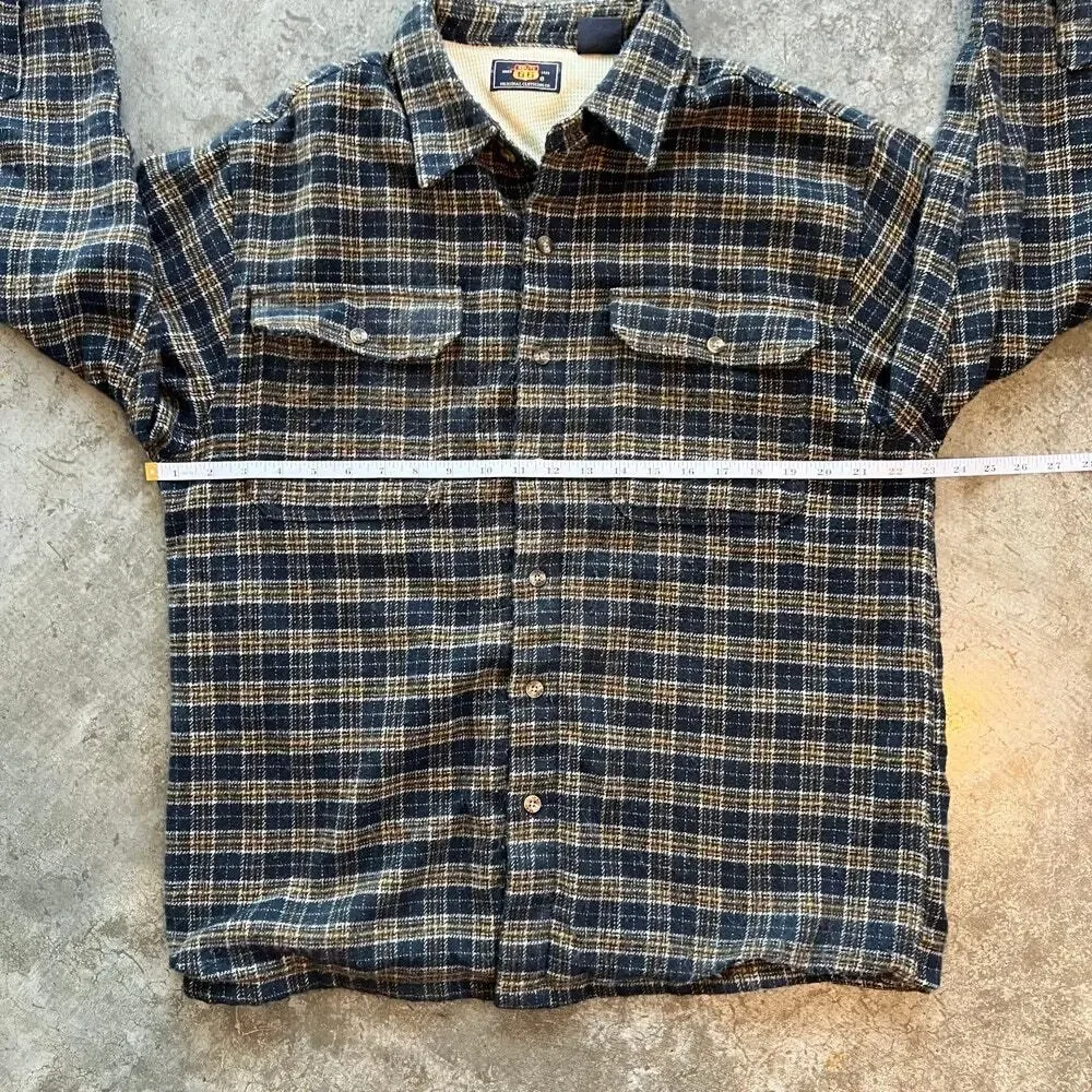 Route 66 Thermal Lined Flannel Shirt Jacket Mens Medium Blue Plaid Shacket Heavy - Picture 5 of 7